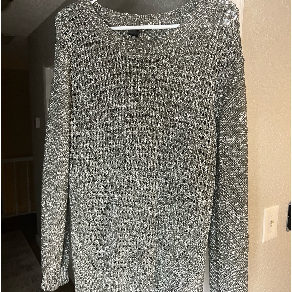 Gray and white sweater
